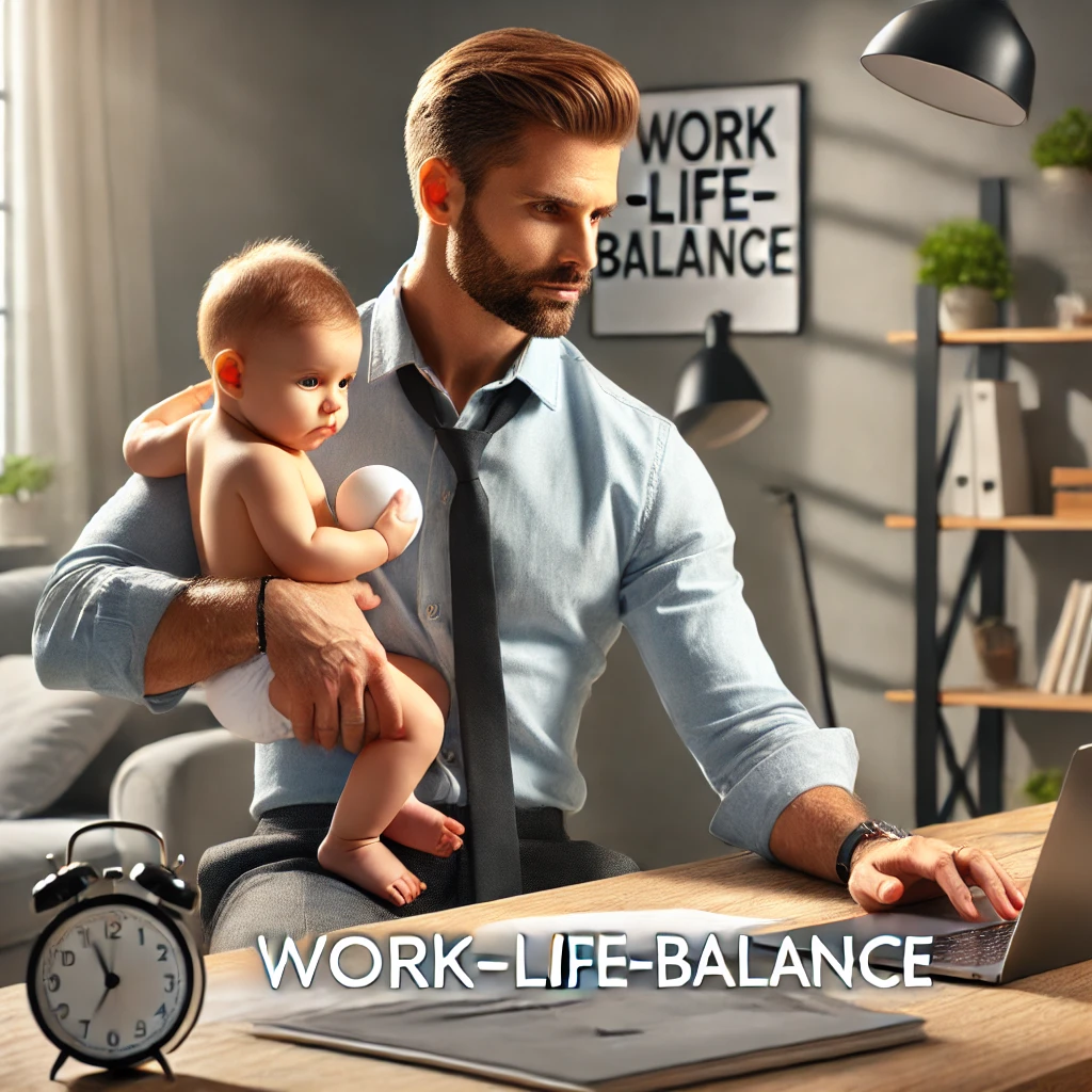 work life balance baby laptop
